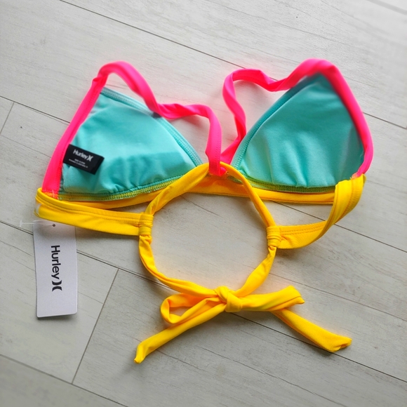 HURLEY NEW Color Block Triangle Bikini Top & V Bottoms - Picture 4 of 11